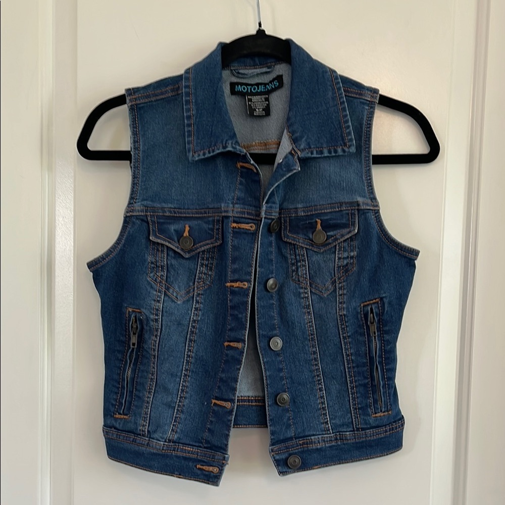 Moto Jeans sleeveless denim vest size small